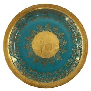 D W Karlsbader Rare Gold Courting Couple Decorative Plate Bavaria Germany